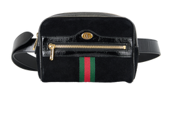 Waist Belt Bag, Suede, Black, 486628, 2*